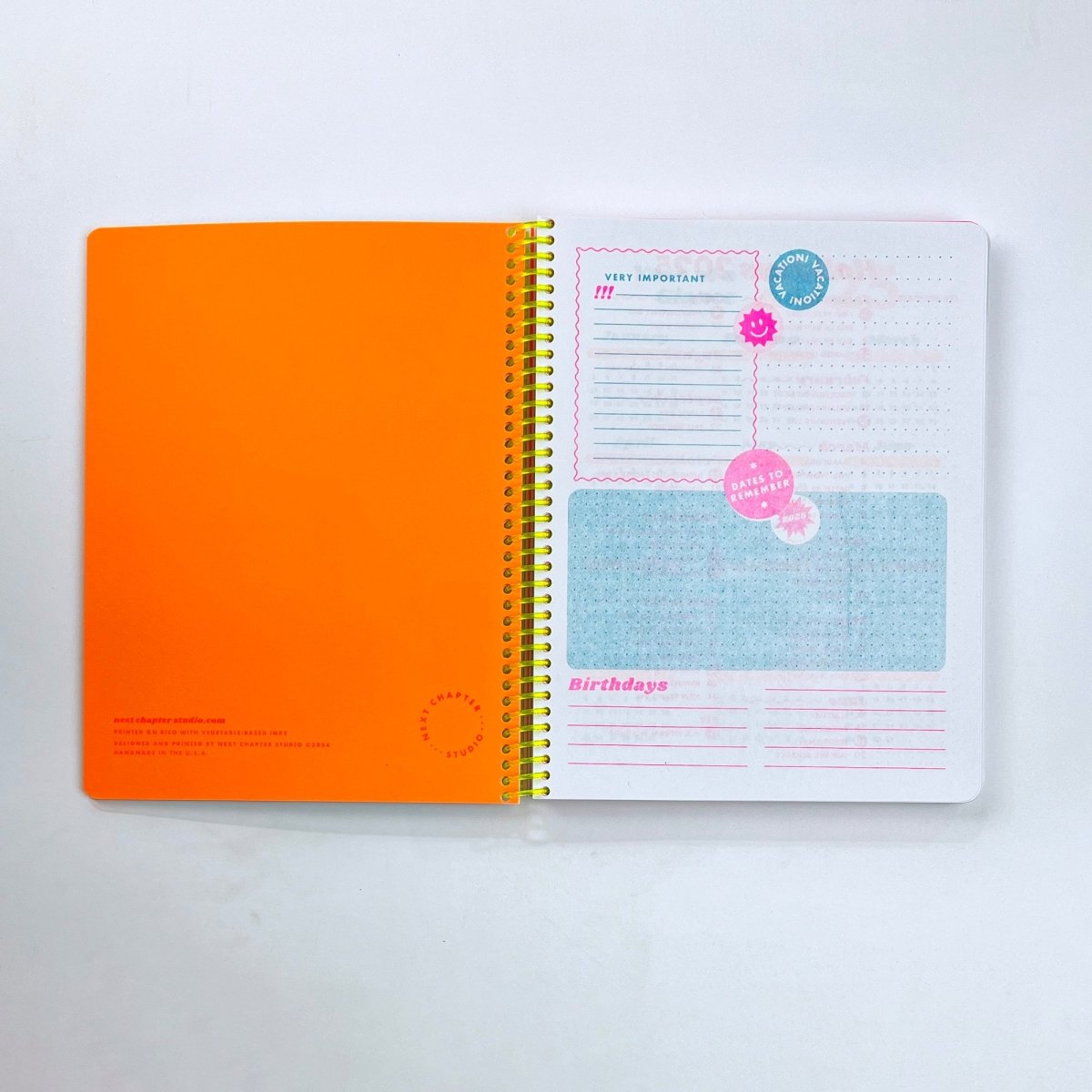 2025 Dated Planner - Riso Printed, 212 Pages, Spiral Bound - Next Chapter Studio