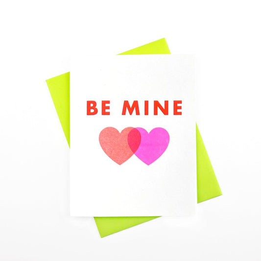 Be Mine Hearts - Risograph Valentine's Day Card - Next Chapter Studio