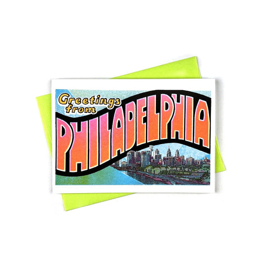 Greetings from: Philadelphia - Risograph Card - Next Chapter Studio