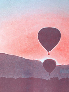 Sandia Sunrise Balloons - Risograph Art Print - Next Chapter Studio