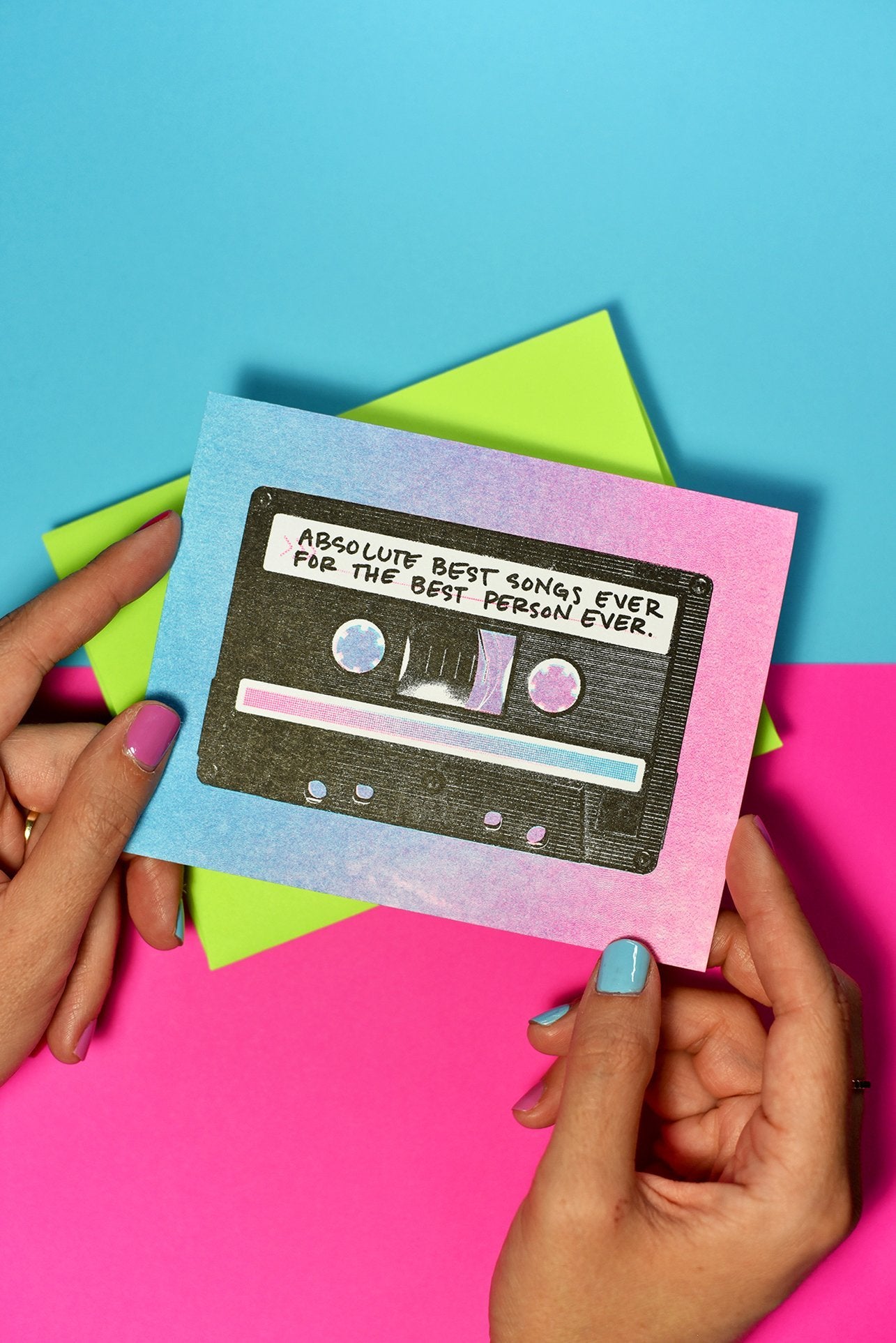 "Best Songs Ever" Cassette - Risograph Greeting Card - Next Chapter Studio