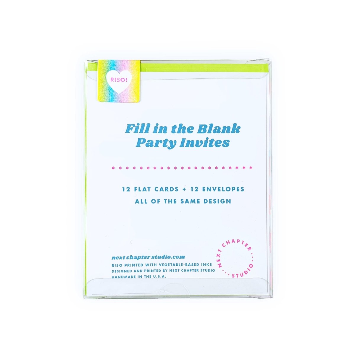 Fill in the Blank Riso Party Invites - Next Chapter Studio