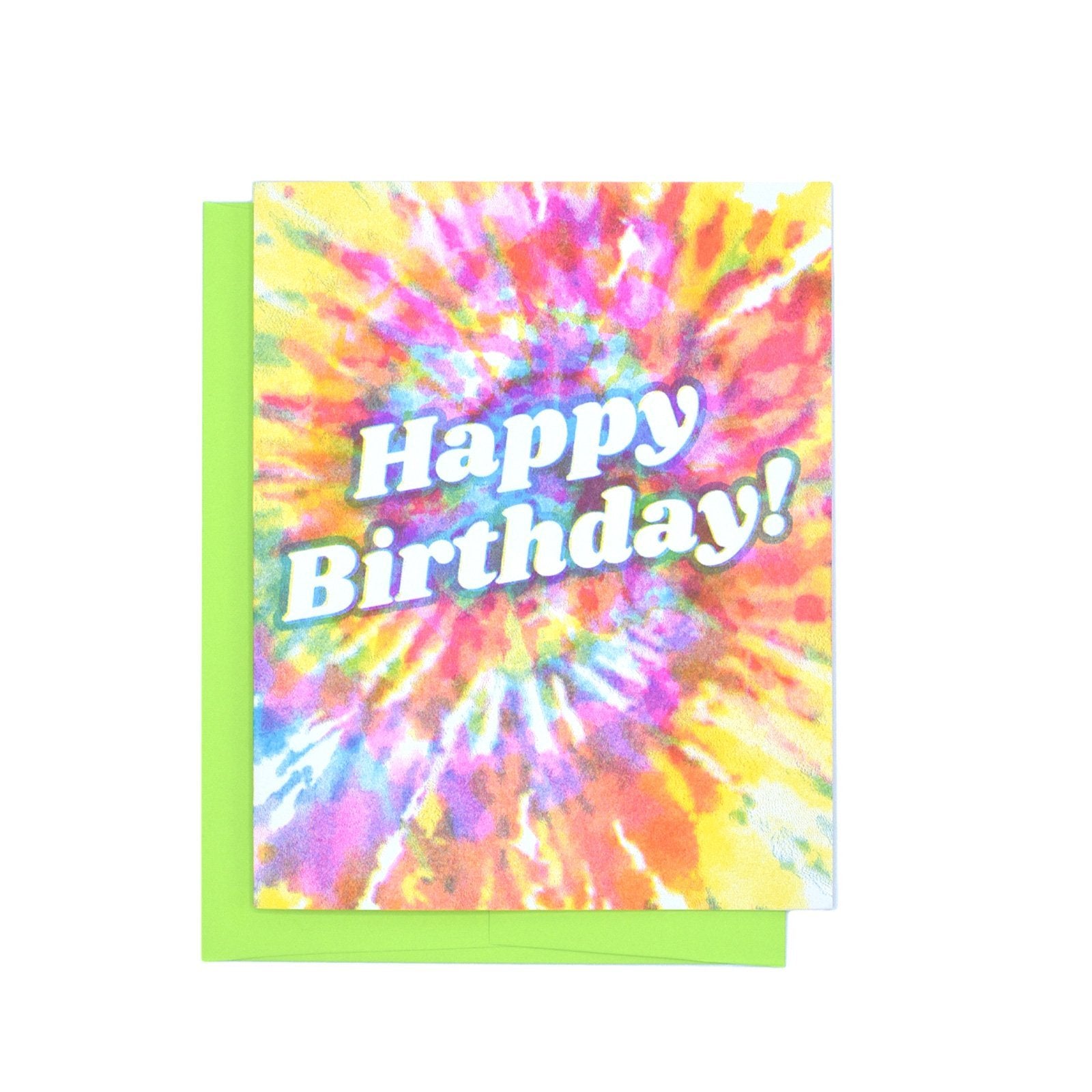 Bright Rainbow Tie Dye Greeting Card by Green Splash