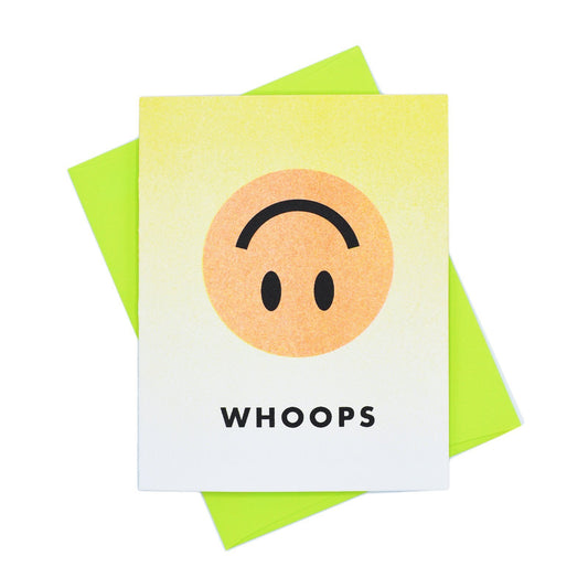 Whoops Smiley Face Card - Risograph Greeting Card - Next Chapter Studio