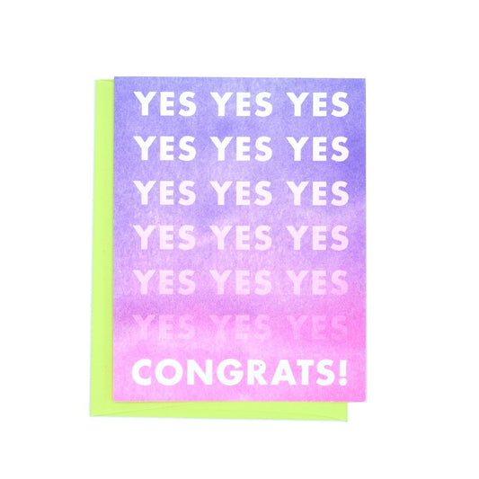 YES YES YES ... Congrats! - Risograph Greeting Card - Next Chapter Studio