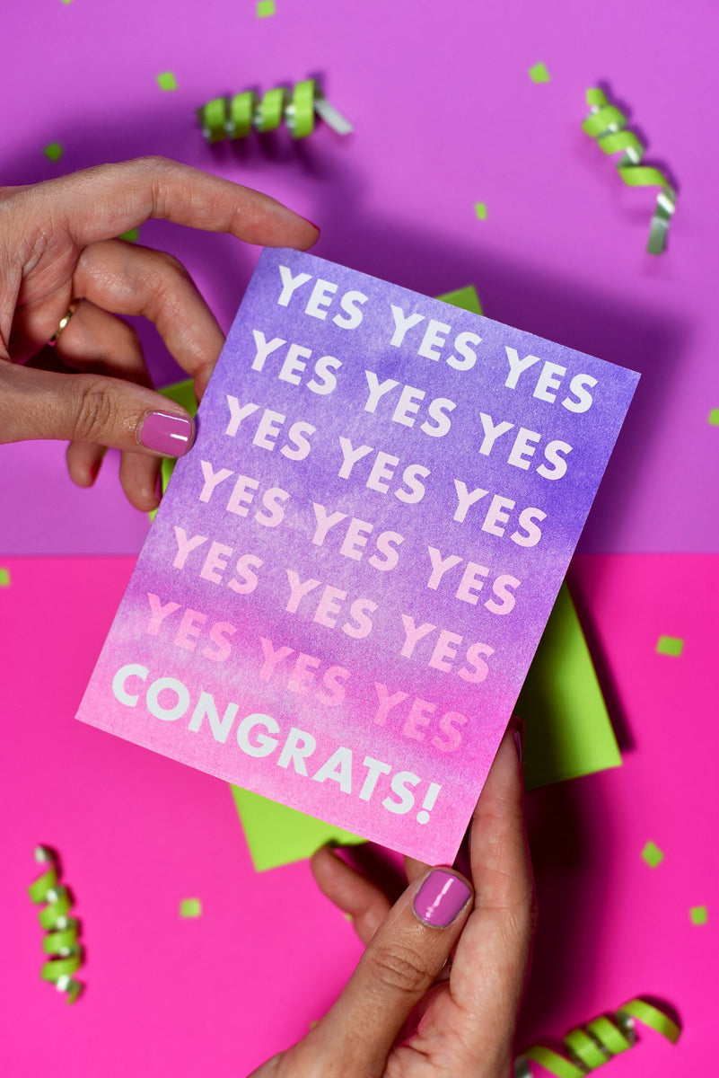 YES YES YES ... Congrats! - Risograph Greeting Card – Next Chapter Studio